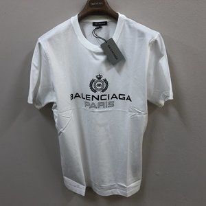 Balenciaga Men Black Printed White T-Shirt